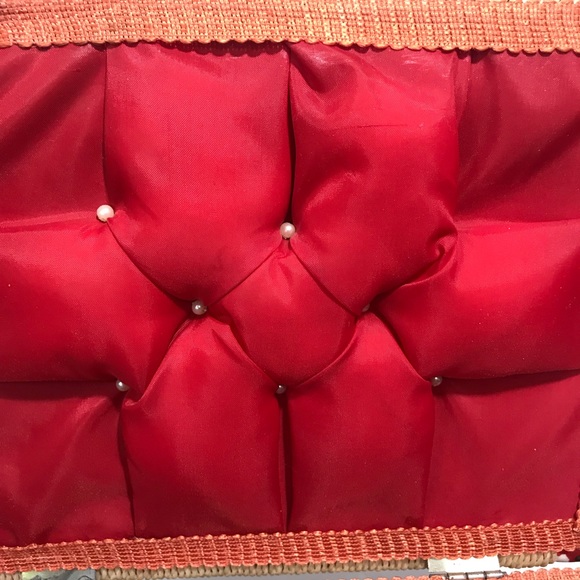 Vintage Birds & Floral Woven Wicker Sewing Basket - Picture 6 of 16